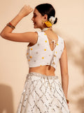 Magnetic White & Yellow Sequins Georgette Lehenga Choli With Dupatta