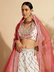 Glamorous White Sequins Georgette Function Wear Lehenga Choli