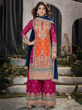 Stunning Orange & Pink Mirror Work Chinon Festival Wear Palazzo Suit