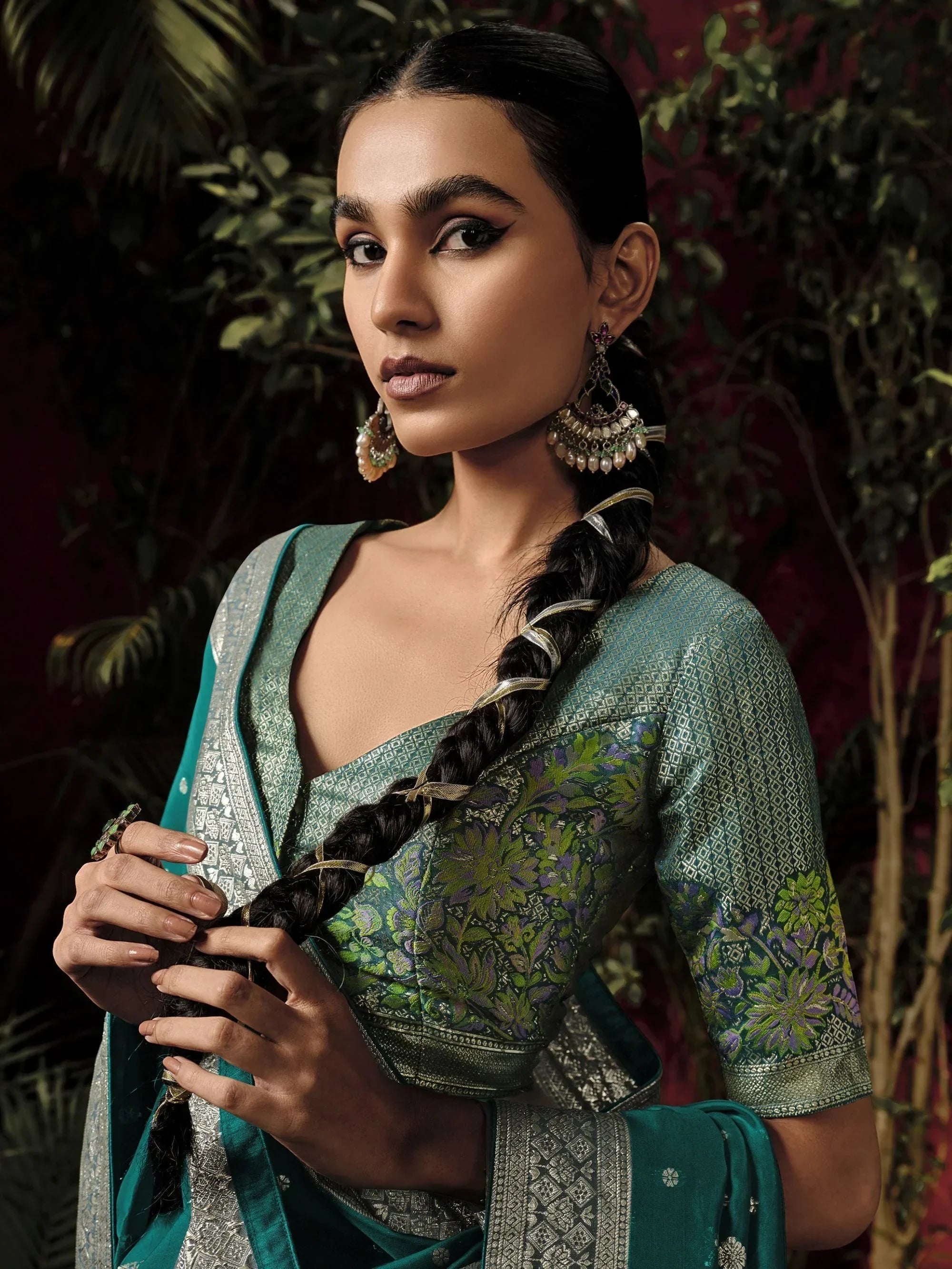 Adorable Green Zari Weaving Silk Mehendi Wear Saree With Blouse