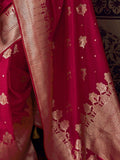 Bewitching Red Zari Weaving Georgette Wedding Saree With Blouse