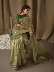 Marvelous Light Green Zari Woven Jacquard Wedding Wear Saree
