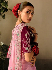 Beautiful Pink Embroidered Silk Function Wear Saree With Blouse