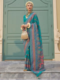 Charming Blue Zari Weaving Silk Festival Wear Saree With Blouse