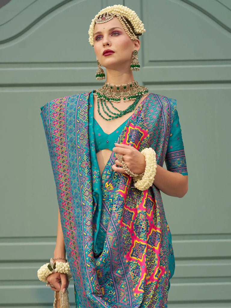 Charming Blue Zari Weaving Silk Festival Wear Saree With Blouse