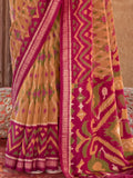 Beautiful Mustard Yellow Patola Printed Georgette Saree With Blouse