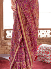 Charming Purple Patola Printed Georgette Saree With Blouse