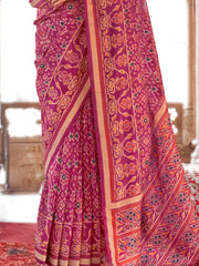 Charming Purple Patola Printed Georgette Saree With Blouse
