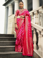 Captivating Pink Zari Weaving Silk Festival Wear Saree With Blouse