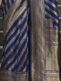 Fascinating Navy Blue Zari Weaving Silk Wedding Saree With Blouse