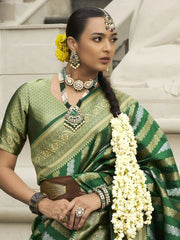 Bewitching Green Zari Weaving Silk Festival Wear Saree With Blouse