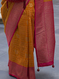 Captivating Orange Zari Weaving Banarasi Silk Event Wear Saree