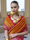 Captivating Orange Zari Weaving Banarasi Silk Event Wear Saree