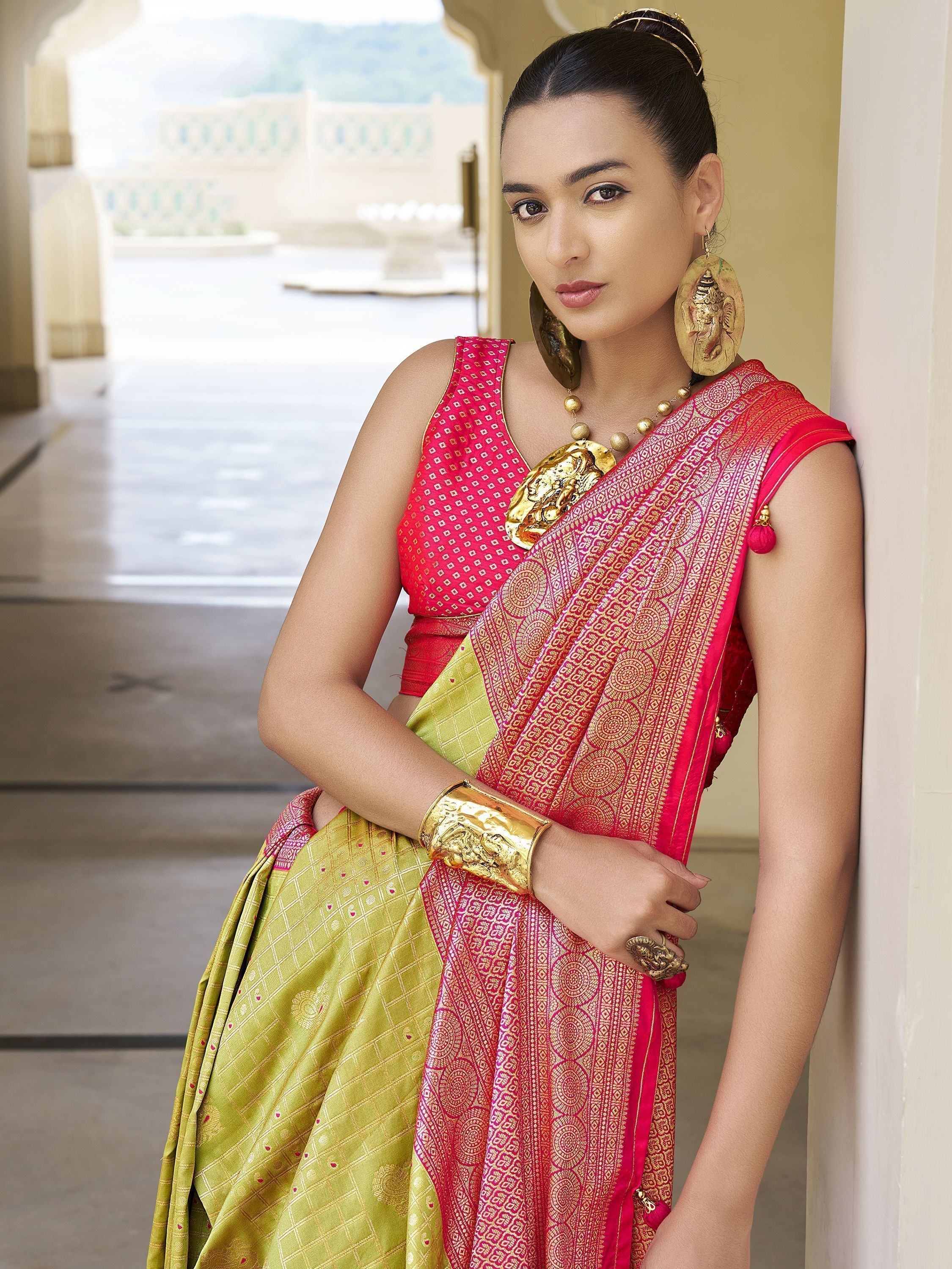 Enchanting Mustard Yellow Zari Weaving Banarasi Silk Traditional Saree