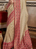 Sensual Beige Printed Silk Function Wear Saree With Blouse
