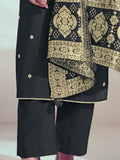 Charming Black Embroidered Silk Event Wear Pant Suit With Dupatta