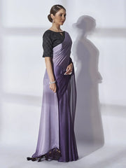 Enchanting Purple Chiffon Plain Party Wear Saree With Blouse