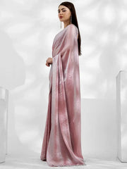 Precious Peach Organza Festival Wear Plain Saree With Blouse