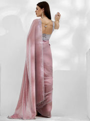 Precious Peach Organza Festival Wear Plain Saree With Blouse