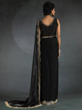 Marvelous Black Border Work Satin Party Wear Saree With Blouse