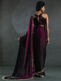 Beautiful Wine Border Work Satin Party Wear Saree With Blouse