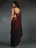 Astonishing Maroon Shaded Satin Party Wear Saree With Blouse