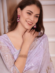 Fascinating Lavender Floral Printed Organza Reception Wear Saree