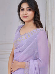 Incredible Lavender Organza Event Wear Saree With Blouse