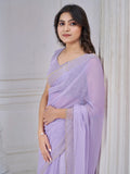 Incredible Lavender Organza Event Wear Saree With Blouse