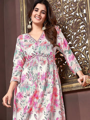 Gorgeous White Floral Printed Rayon Function Wear Salwar Suit