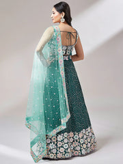 Gorgeous Teal Green Sequins Georgette Engagement Wear Lehenga Choli