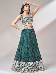 Gorgeous Teal Green Sequins Georgette Engagement Wear Lehenga Choli