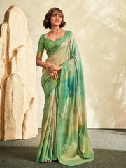 Charming Green Thread Work Silk Event Wear Saree With Blouse