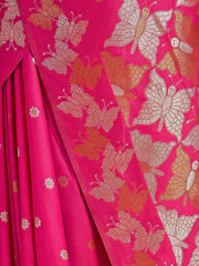 Marvelous Rani Pink Zari Weaving Banarasi Silk Event Wear Saree