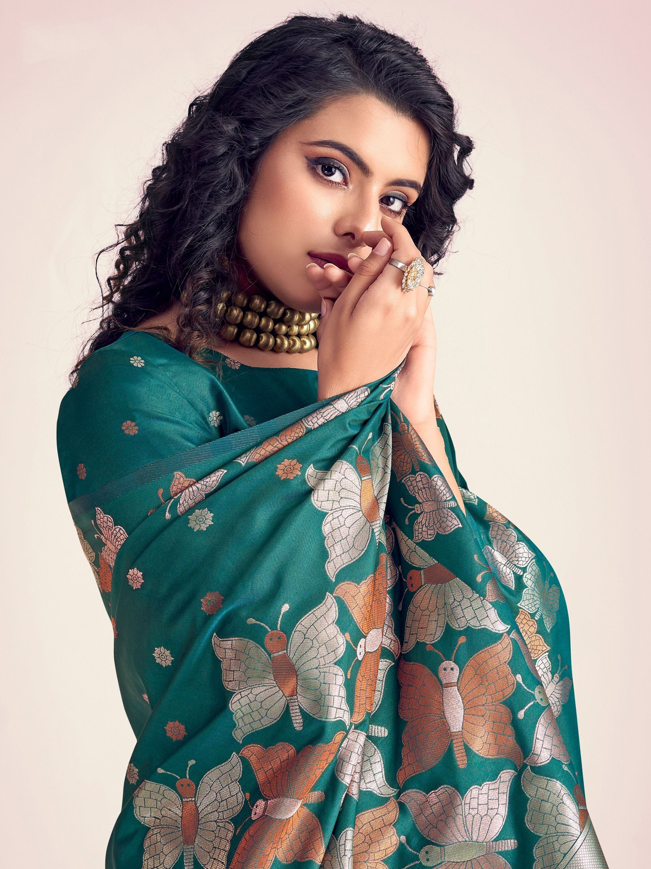 Awesome Teal Green Zari Weaving Banarasi Silk Traditional Saree