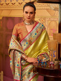 Gorgeous Lemon Yellow Zari Weaving Tissue Silk Saree With Blouse