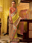 Gorgeous Lemon Yellow Zari Weaving Tissue Silk Saree With Blouse