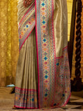 Fascinating Beige Zari Weaving Tissue Silk Traditional Saree With Blouse