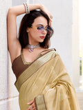 Marvelous Cream Zari Weaving Silk Traditional Saree With Blouse