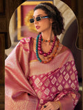 Magnetic Dusty Pink Zari Weaving Silk Traditional Saree With Blouse