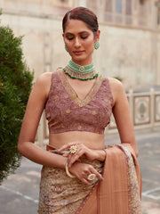 Captivating Mauve Digital Printed Tissue Silk Casual Wear Saree