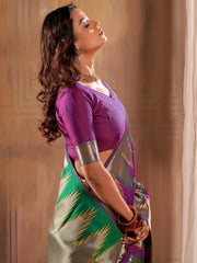 Attractive Purple Zari Weaving Banarasi Silk Function Wear Saree