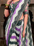 Attractive Multi-Color Printed Cotton Casual Wear Saree With Blouse