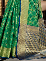 Gorgeous Green Zari Weaving Silk Traditional Saree With Blouse