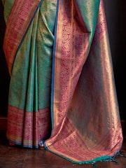 Charming Teal Green Weaving Silk Event Wear Saree With Blouse
