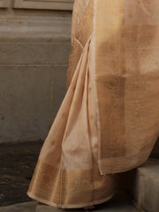 Ravishing Cream Zari Weaving Silk Festival Wear Saree With Blouse