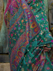 Glamorous Green Weaving Organza Festival Wear Saree With Blouse