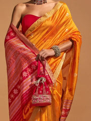 Spectacular Orange Zari Weaving Silk Festival Wear Saree With Blouse