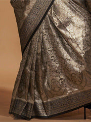 Beautiful Olive Green Zari Weaving Silk Reception Wear Saree