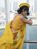 Enchanting Yellow Digital Printed Tissue Silk Festival Wear Saree